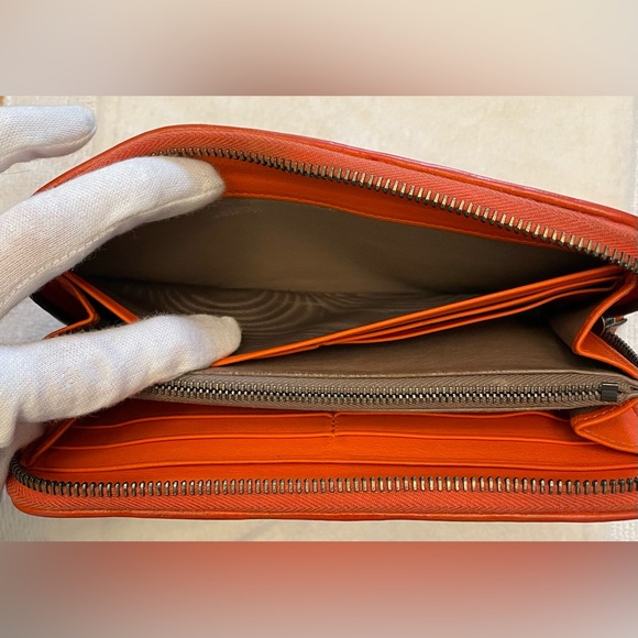Bottega Veneta Authentic Vintage Orange and Brown Woven Wallet - Picture 5 of 16